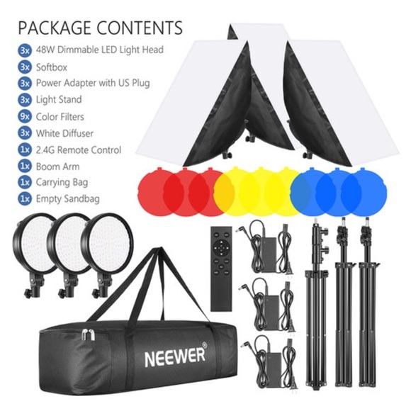Neewer 3 pieces Dimmable Bi-color 660 LED Video and Photo Light and Stand Kit - Picture 4 of 9
